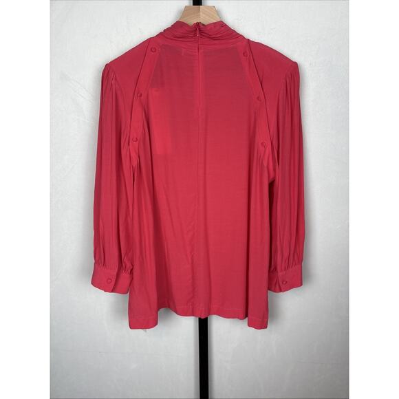 IRO Paris Sense Button Detail Crepe Blouse Pink Mock Neck Women's 8 Statement - Picture 9 of 16